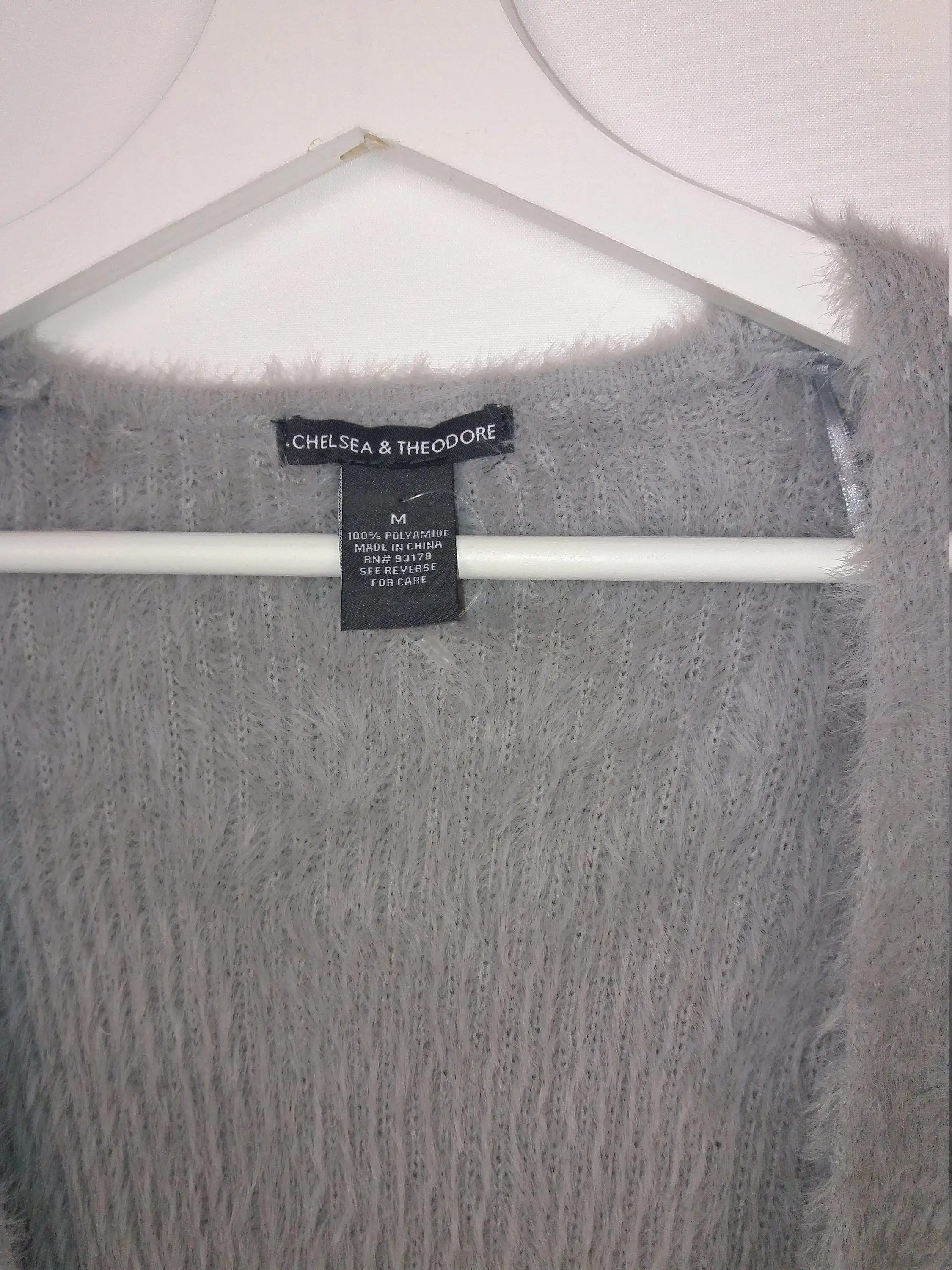 90's Chelsea and Theodore Fluffy Knit Soft Cardigan in Grey