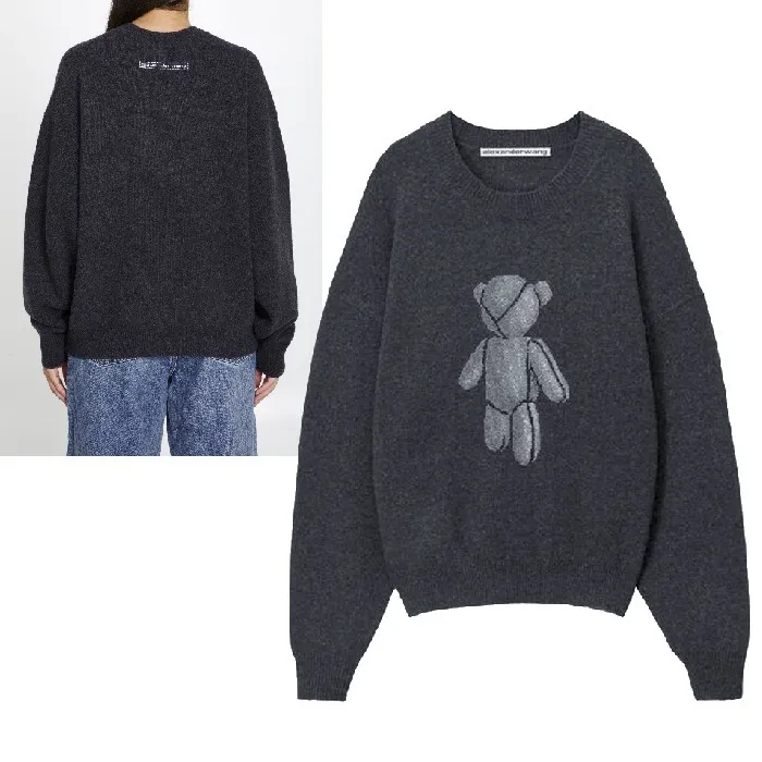 Alexander Wang  |Crew Neck Casual Style Wool Long Sleeves V-neck & Crew neck