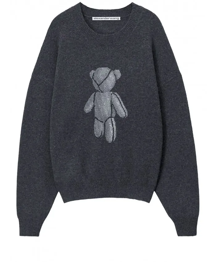 Alexander Wang  |Crew Neck Casual Style Wool Long Sleeves V-neck & Crew neck