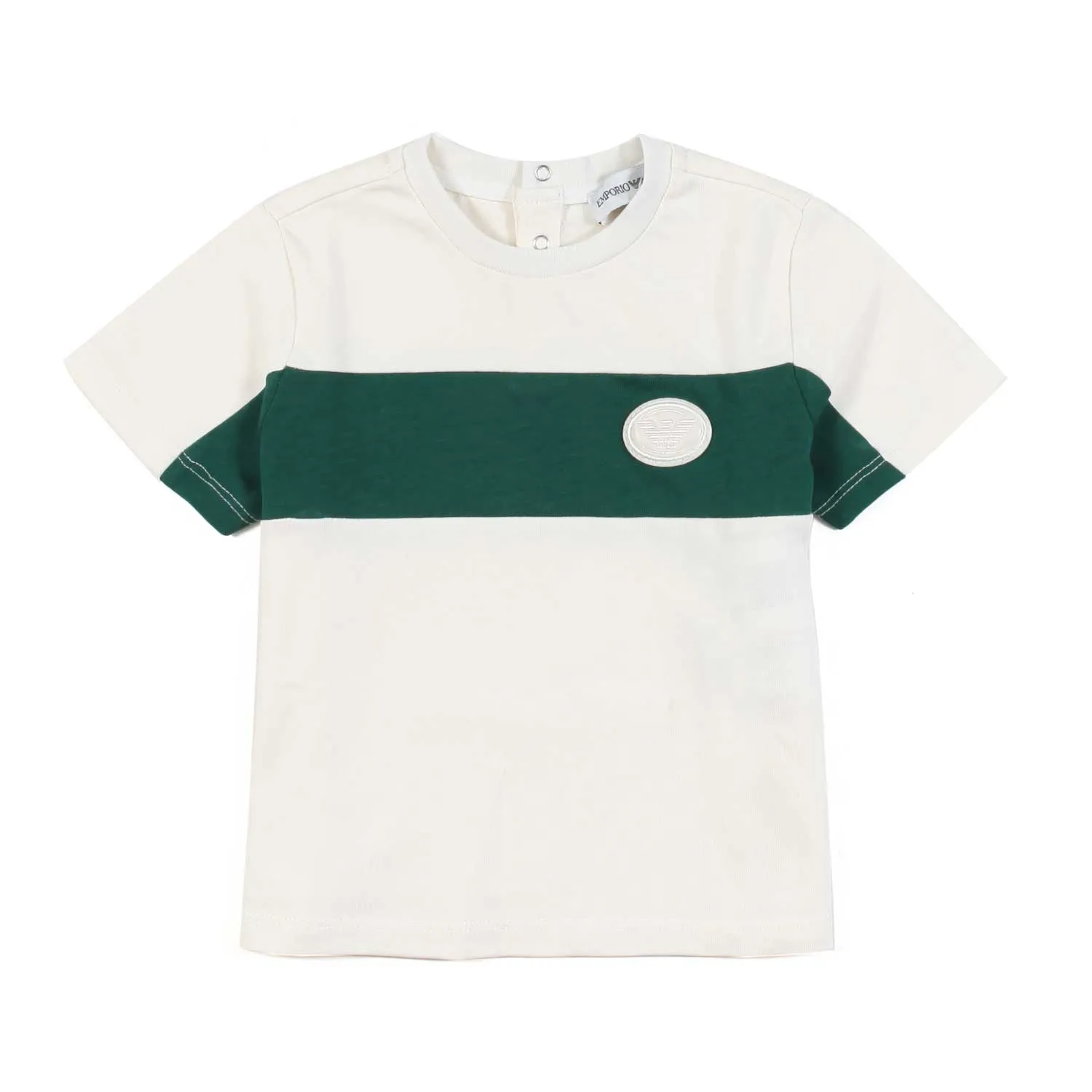 Armani Junior Butter T-Shirt With Green Stripe For Child And Baby