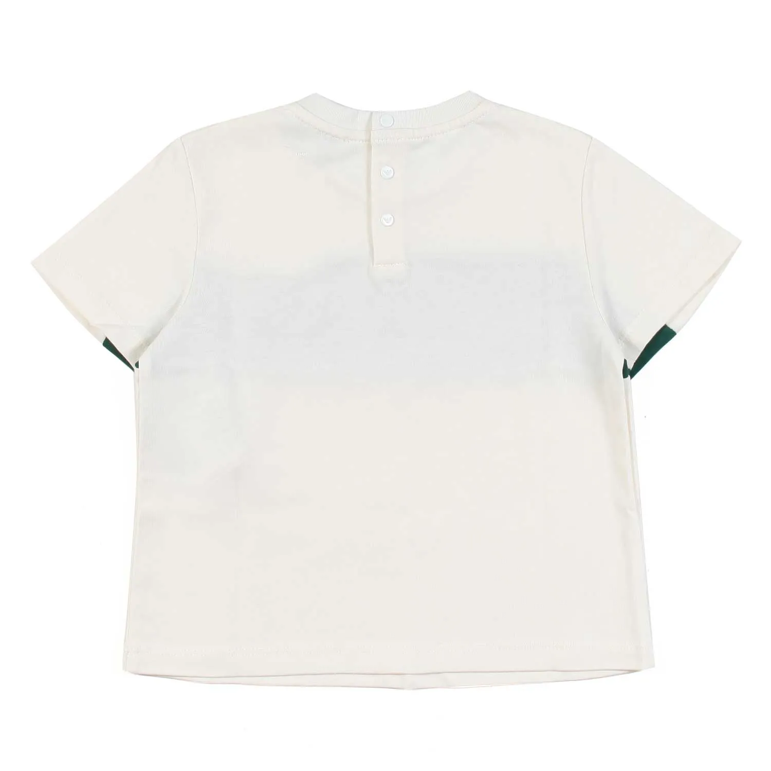 Armani Junior Butter T-Shirt With Green Stripe For Child And Baby