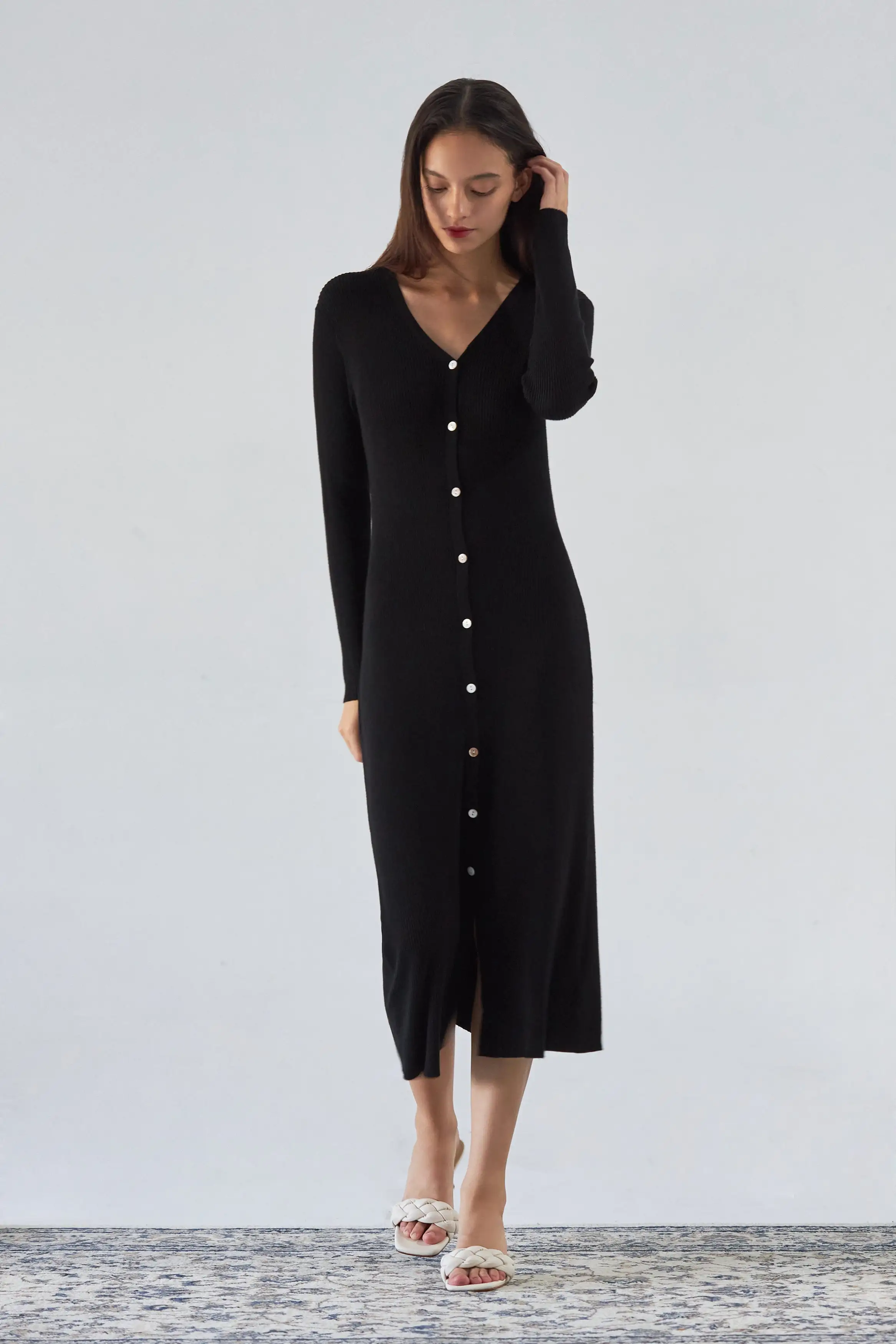 As usual button down knit dress