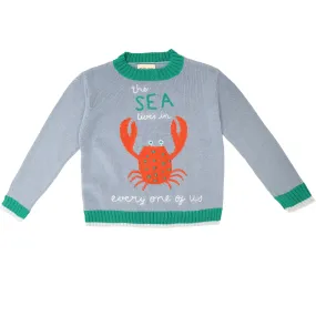 BabyBox Clothing Embroidered Sweater Crab, Light Blue & Green