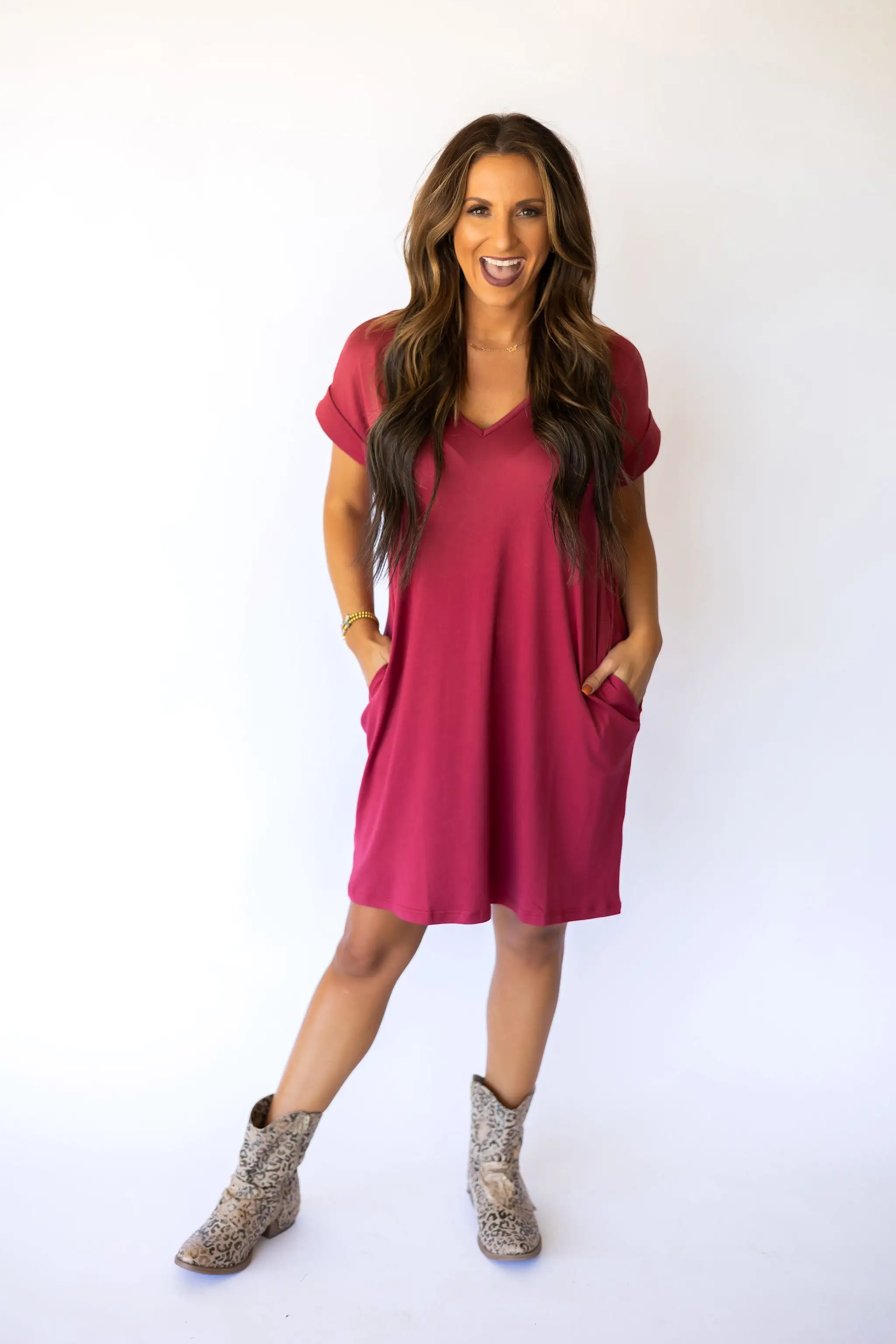 Back To The Basics Knit Dress - Marsala