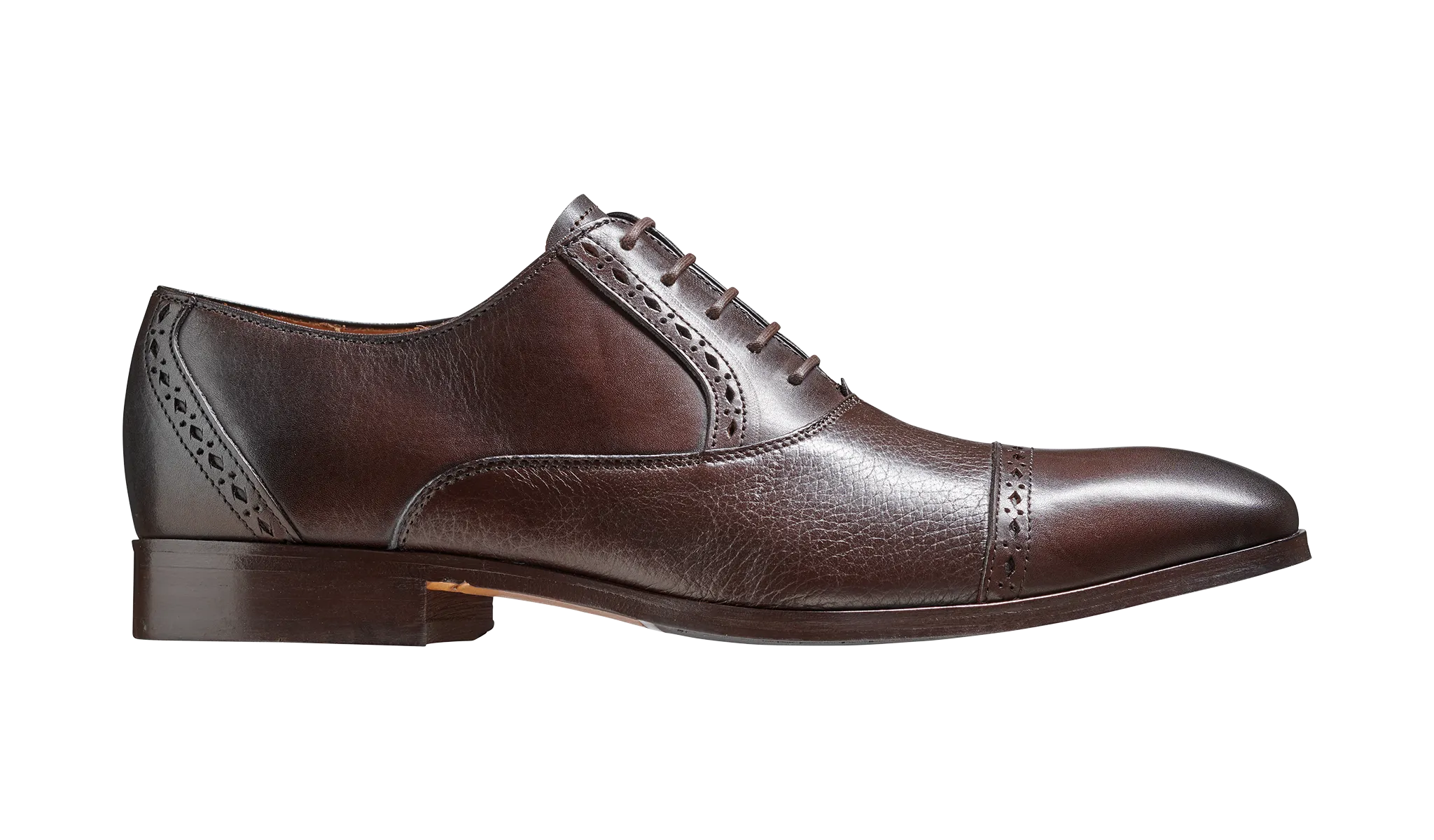 Barker Ramsgate Toe-Cap Oxford Shoe - Dark Walnut / Dark Brown Derskin