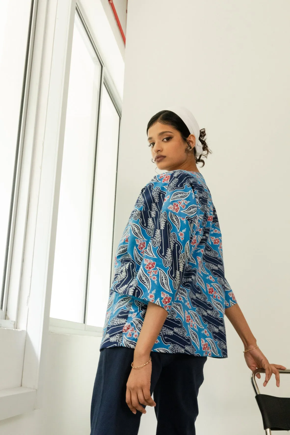 Batik Open Jacket Asmara Indigo