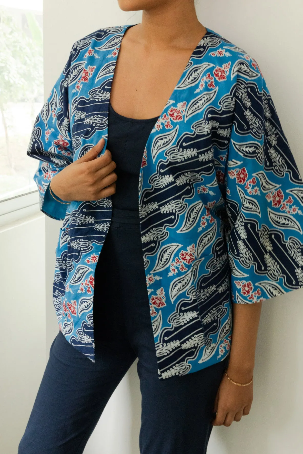 Batik Open Jacket Asmara Indigo