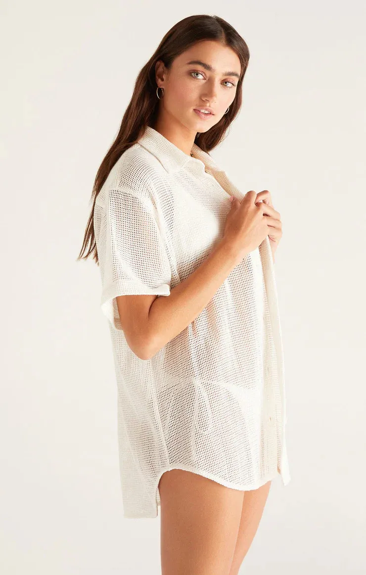 Beach Days Mesh Button Up Shirt