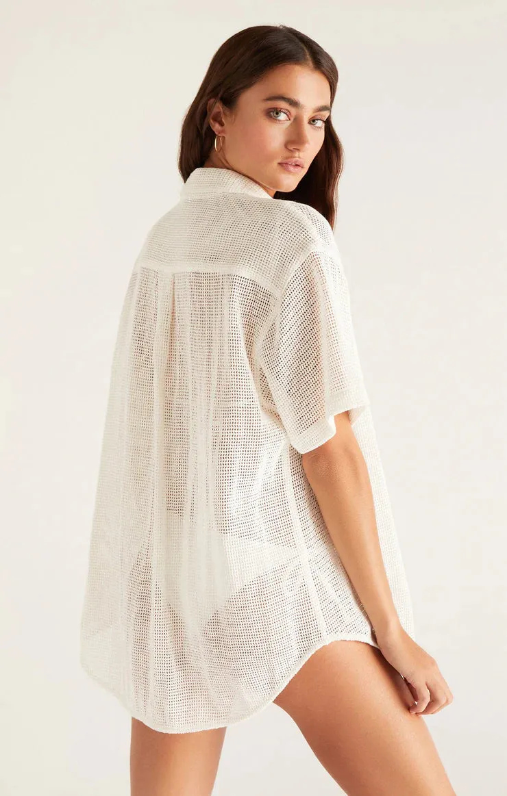 Beach Days Mesh Button Up Shirt