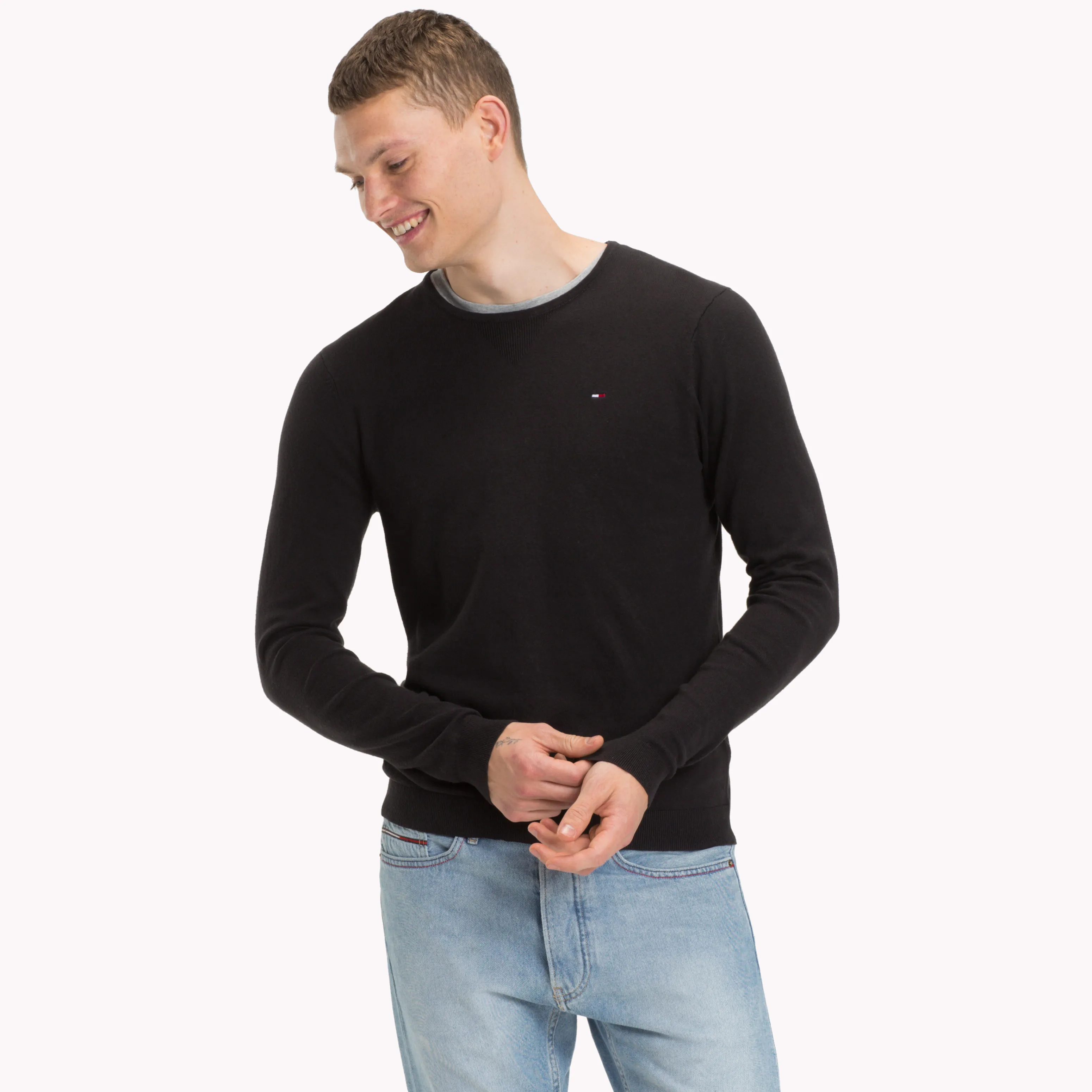 Black Crew Neck Jumper | Sweatshirts & Hoodies | Tommy Hilfiger