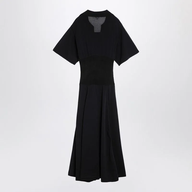 BLACK SEMI-TRANSPARENT KNIT LONG DRESS