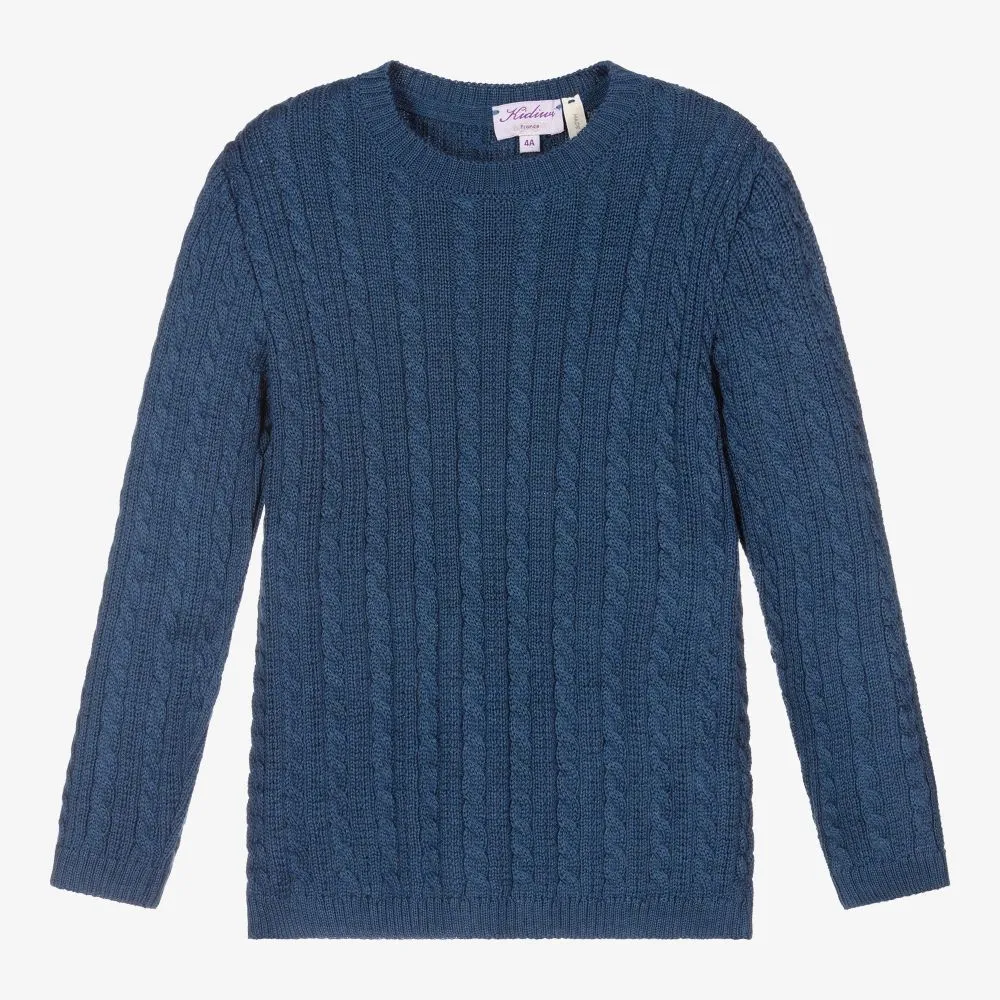 Blue Knitted Wool Sweater