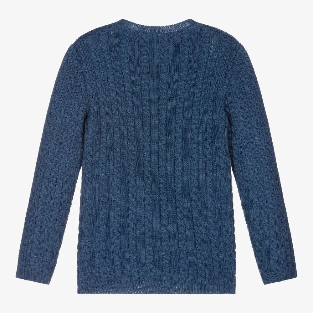 Blue Knitted Wool Sweater