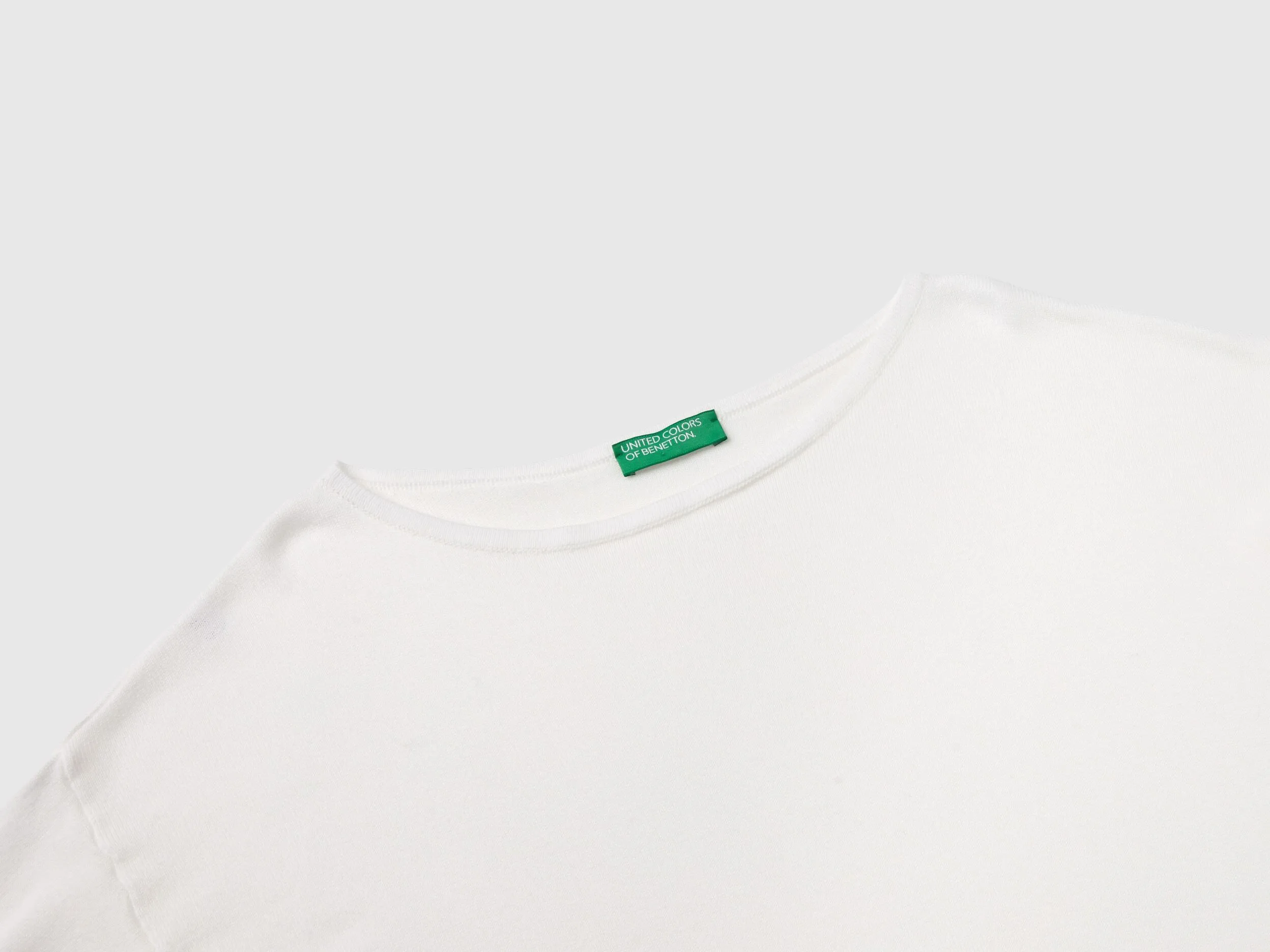 Boat neck sweater - Creamy White | Benetton