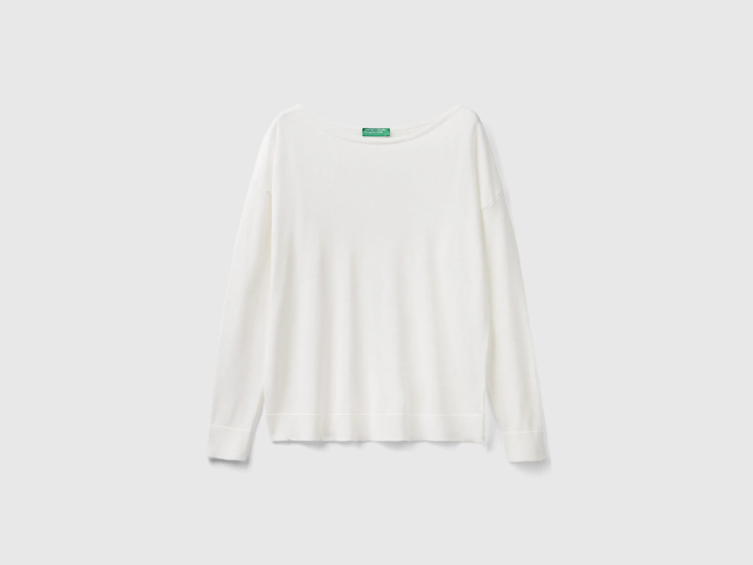 Boat neck sweater - Creamy White | Benetton