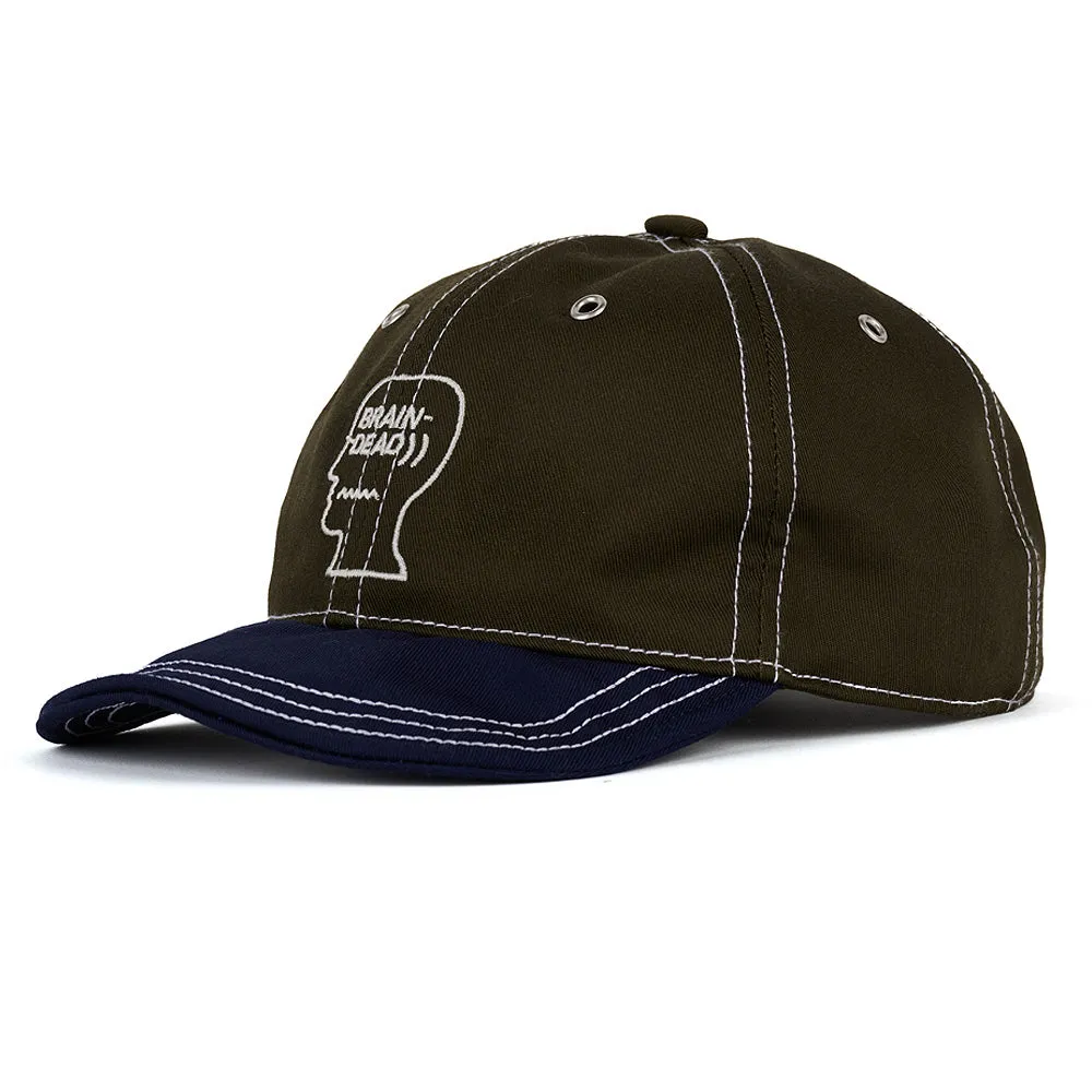 BRAIN DEAD WIRE BRIM 6 PANEL HAT // FOREST GREEN