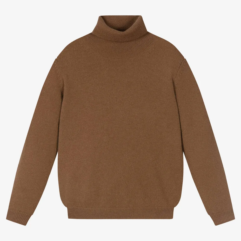 Brown Wool Roll Neck Sweater