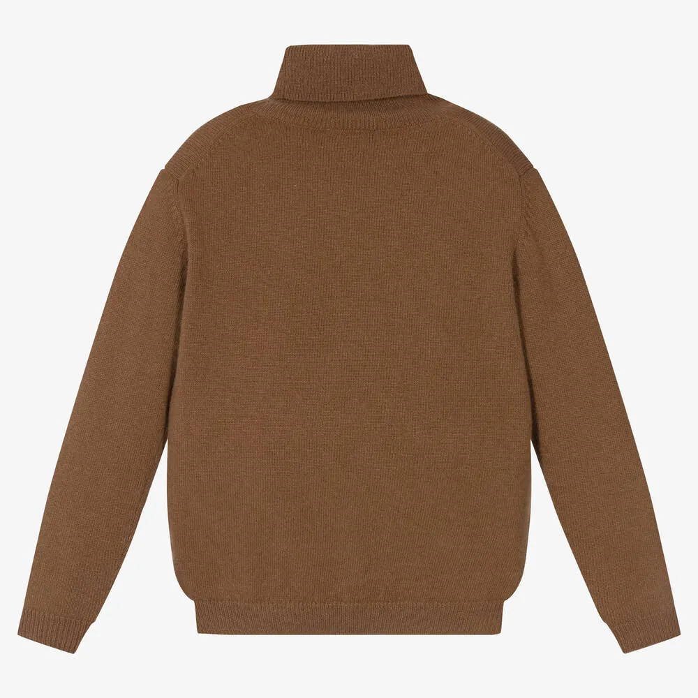 Brown Wool Roll Neck Sweater