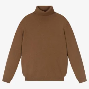 Brown Wool Roll Neck Sweater