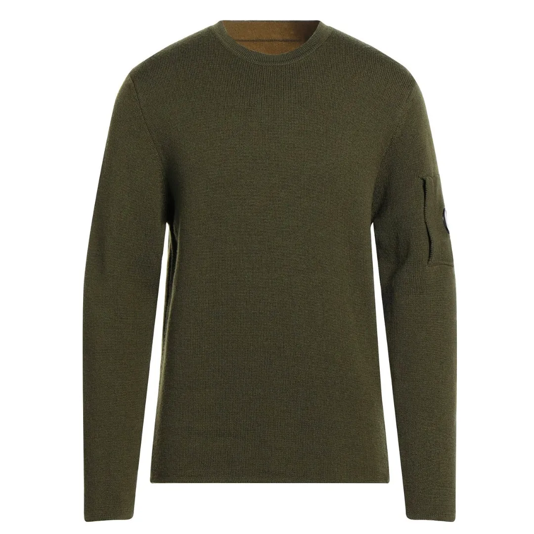 C P Company Lens Wool Knit Khaki Green Jumper