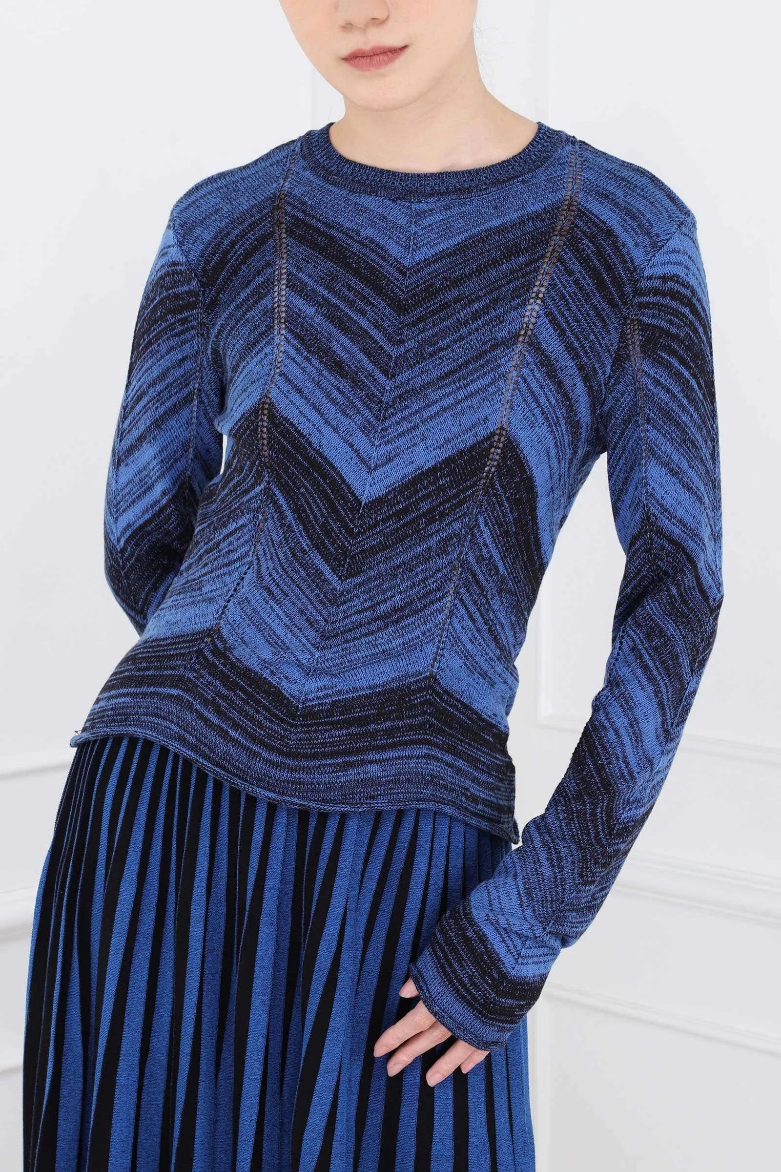 Cerulean & Black Marled Stripe Knit Sweater