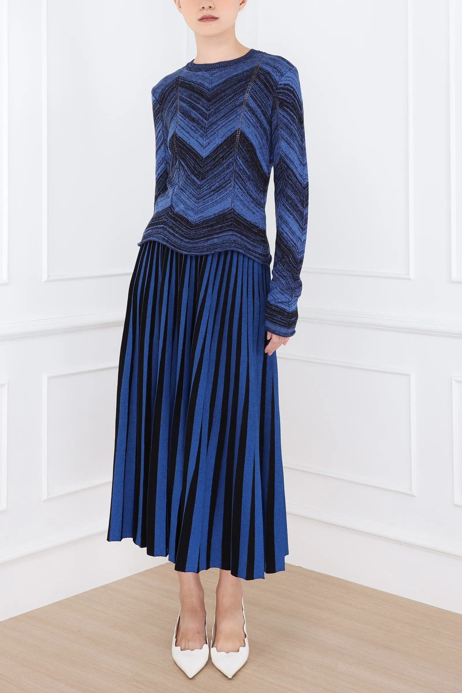 Cerulean & Black Marled Stripe Knit Sweater