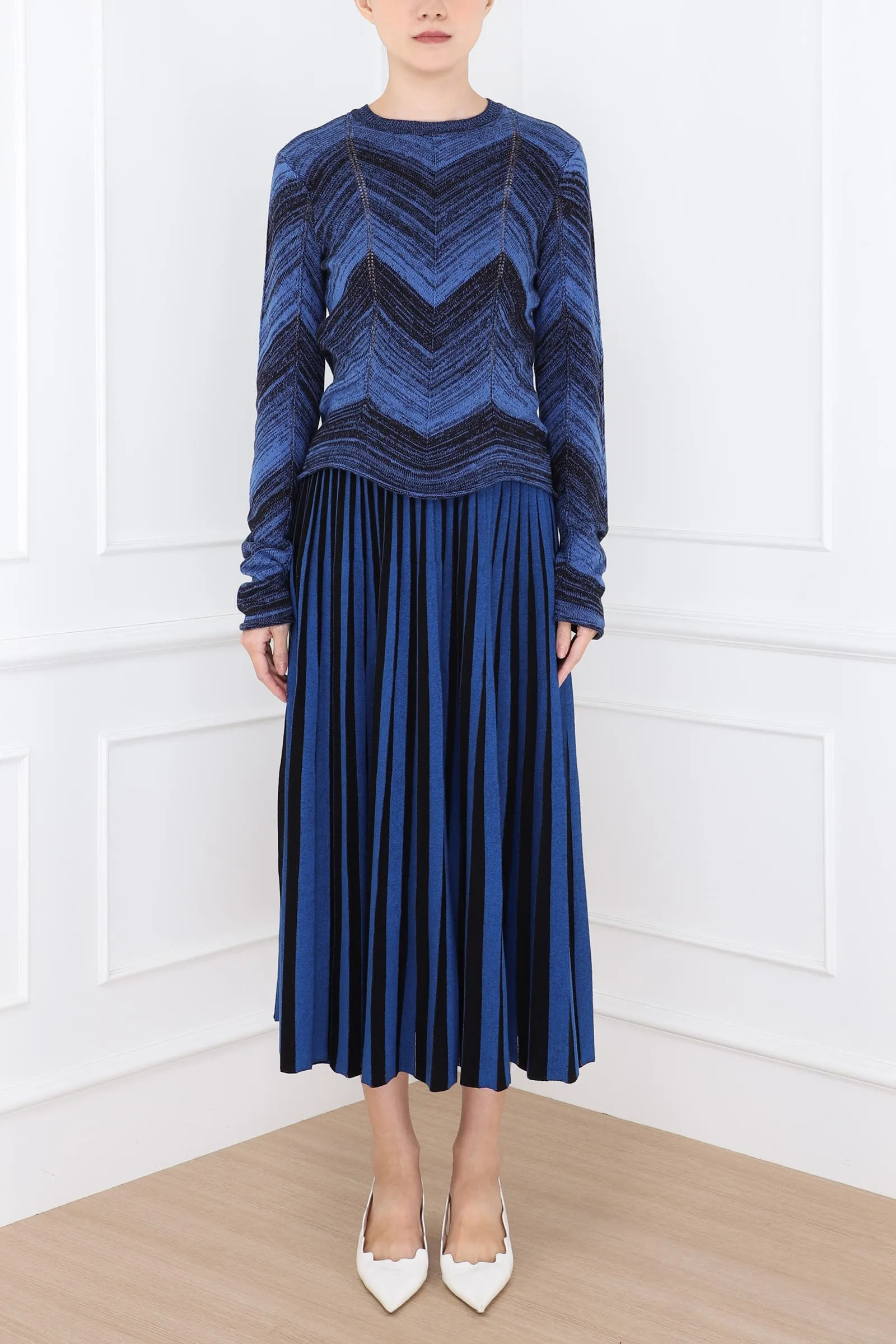 Cerulean & Black Marled Stripe Knit Sweater