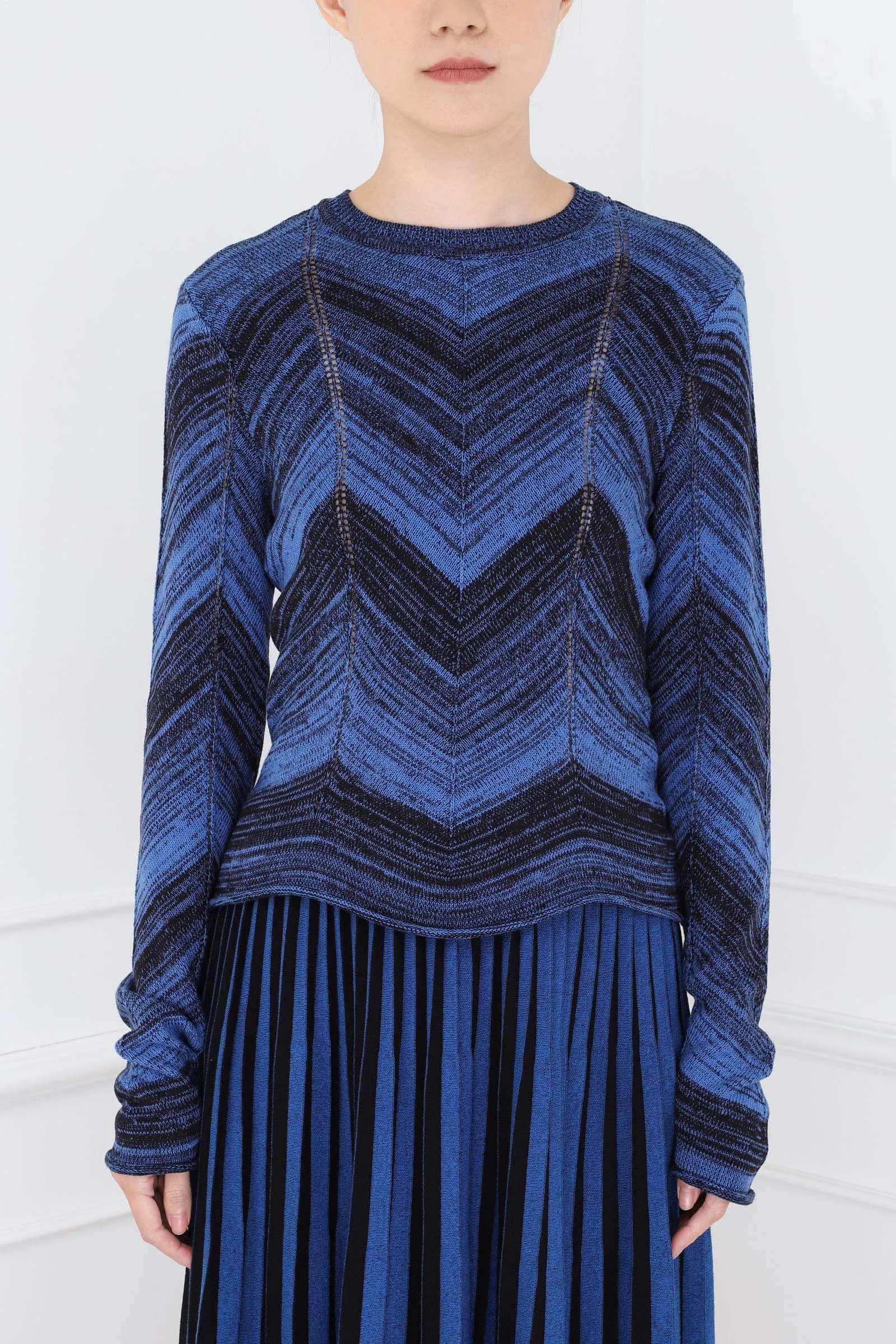 Cerulean & Black Marled Stripe Knit Sweater