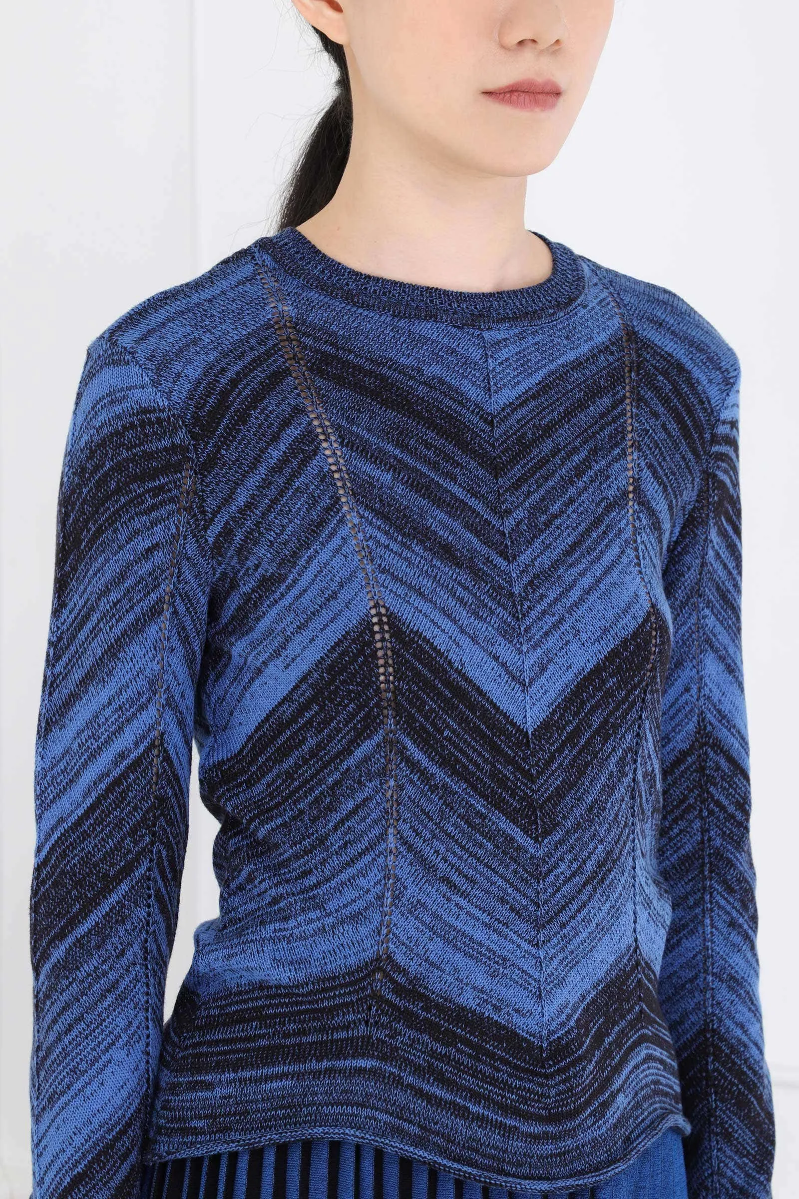 Cerulean & Black Marled Stripe Knit Sweater