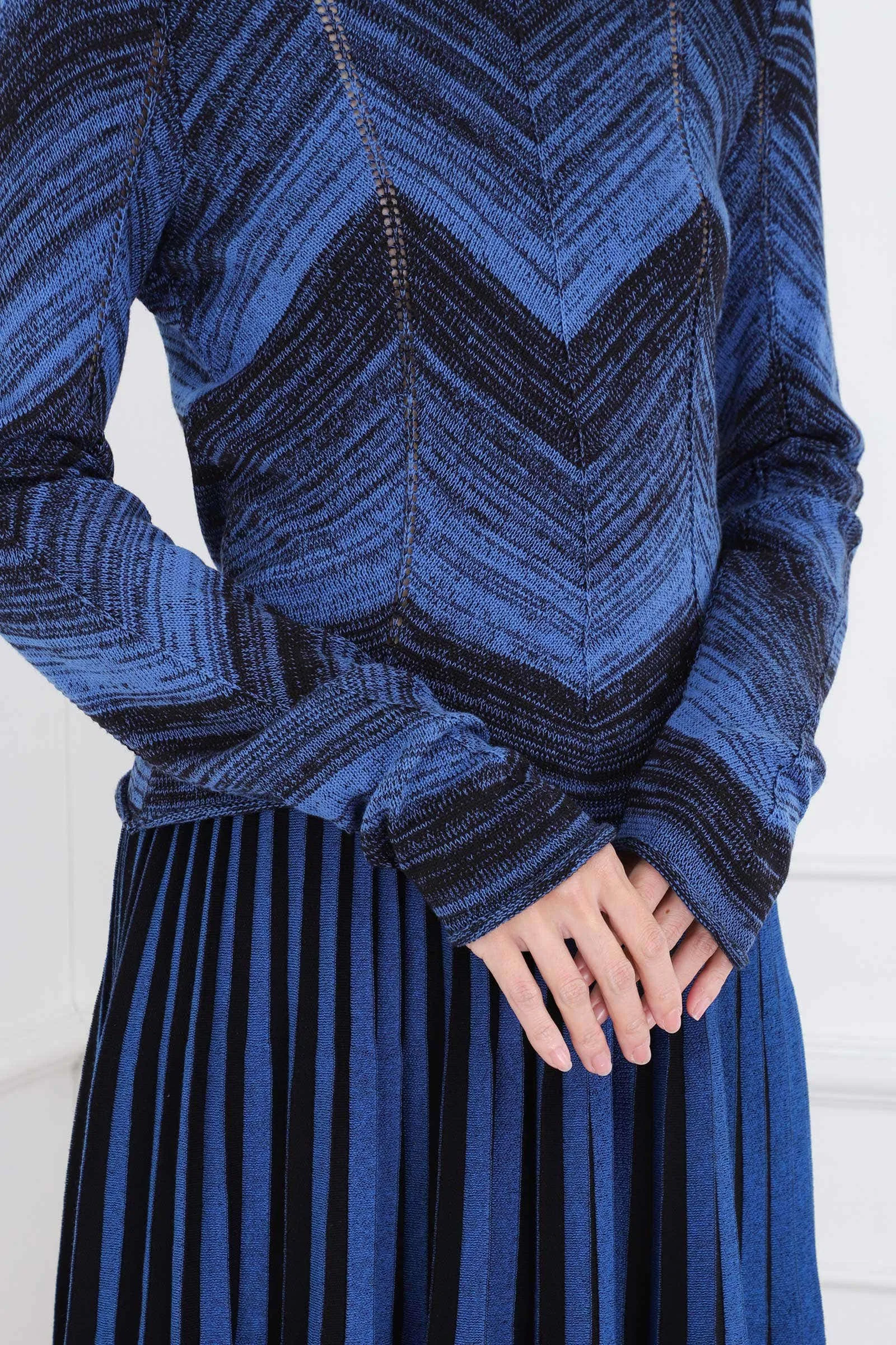 Cerulean & Black Marled Stripe Knit Sweater