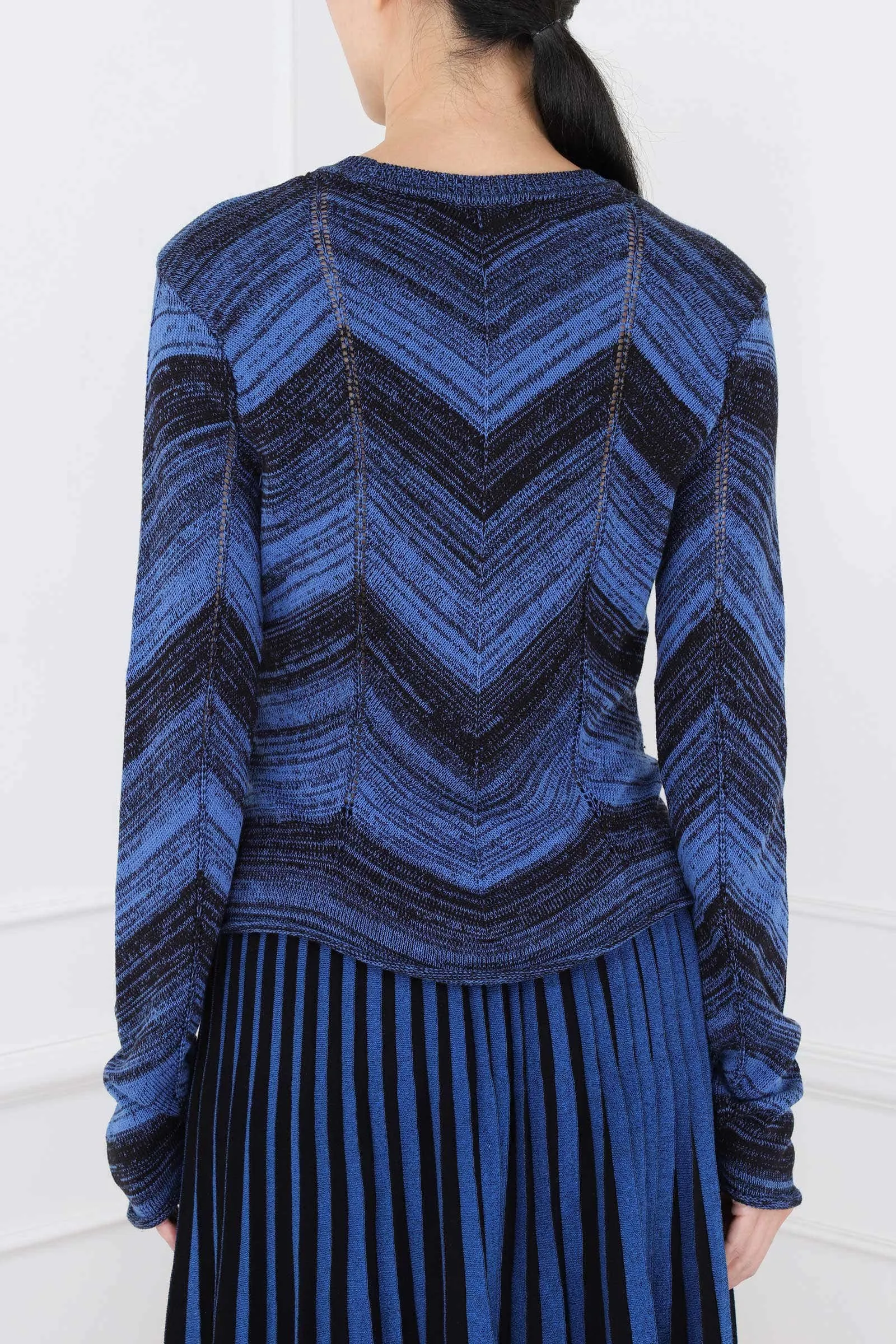 Cerulean & Black Marled Stripe Knit Sweater