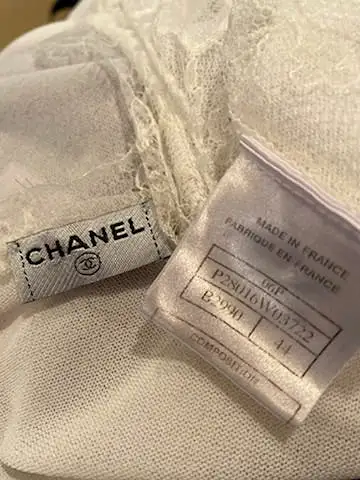 Chanel 06P 2006 Spring White Knit Lace Cardigan FR 44