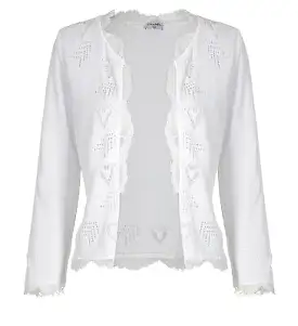 Chanel 06P 2006 Spring White Knit Lace Cardigan FR 44