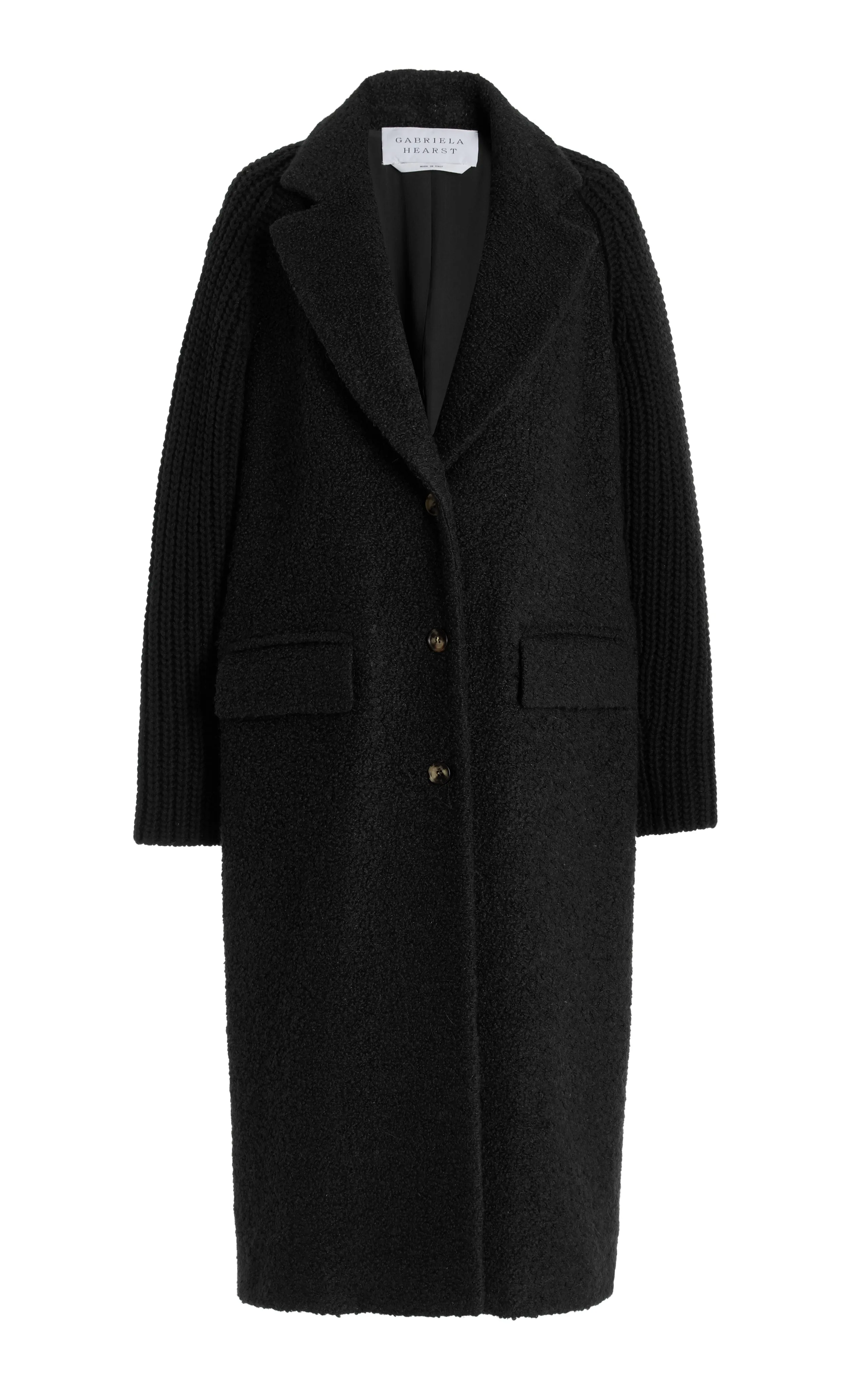 Charles Coat in Black Recycled Cashmere Boucle