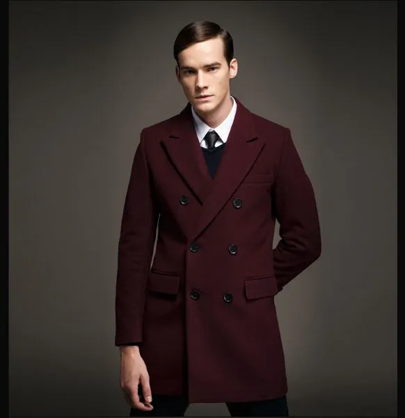 Classic double breasted wool winter coat for Men