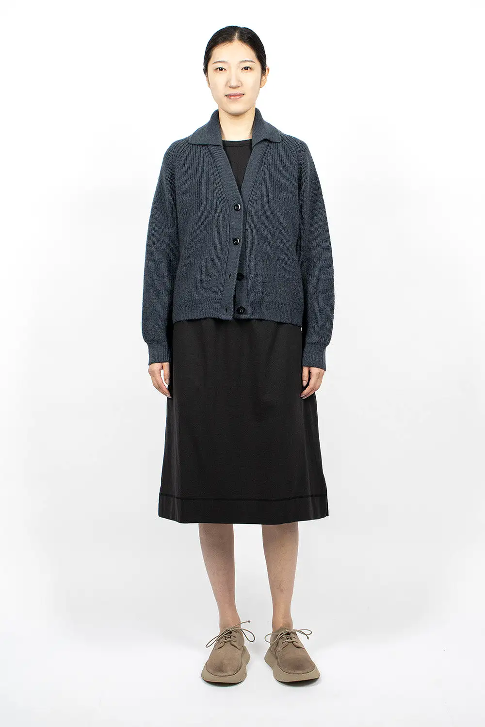 Collared Cardigan Uniform Blue