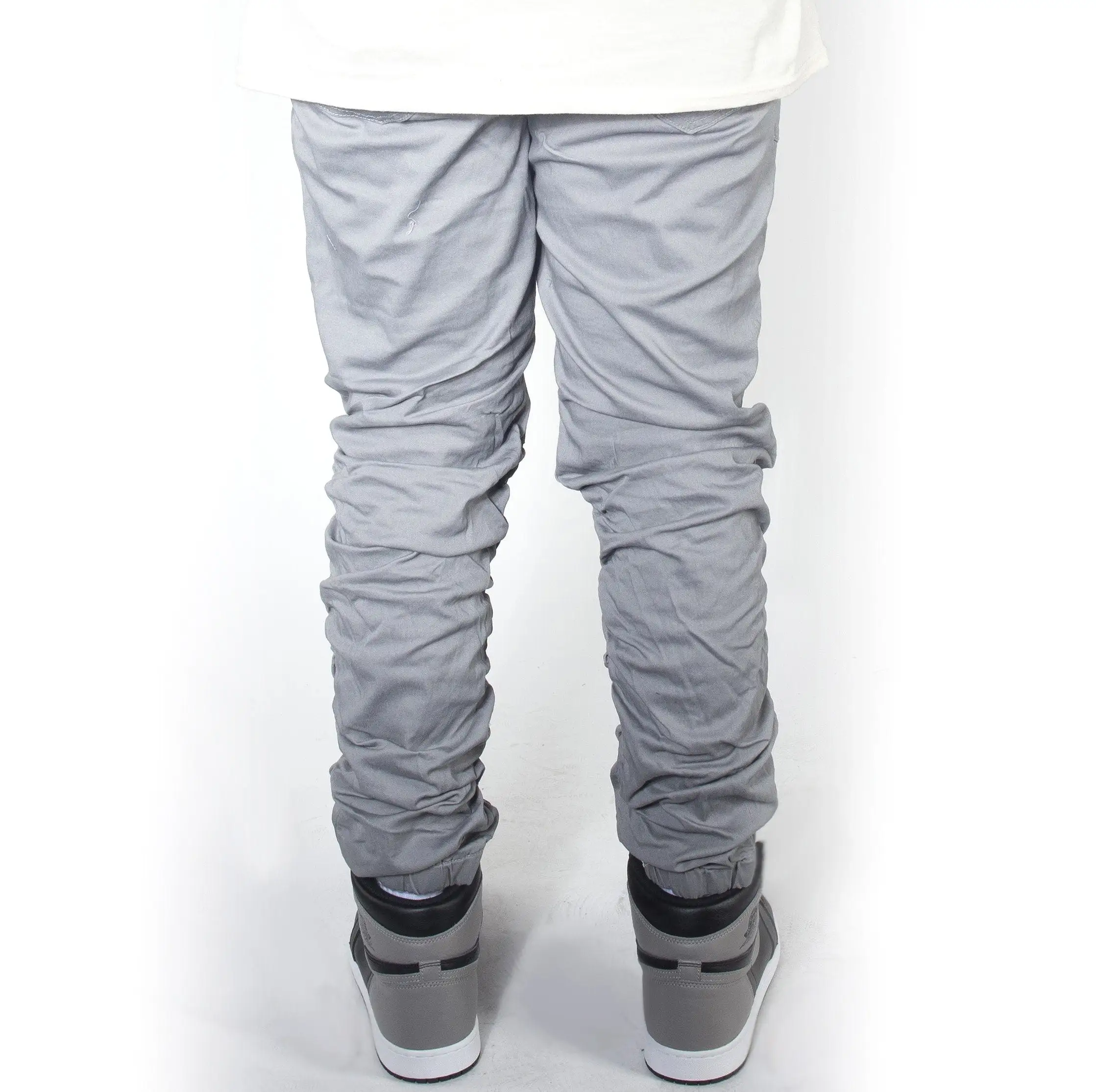 Cool Grey Twill Bungee Jogger Pants JG882