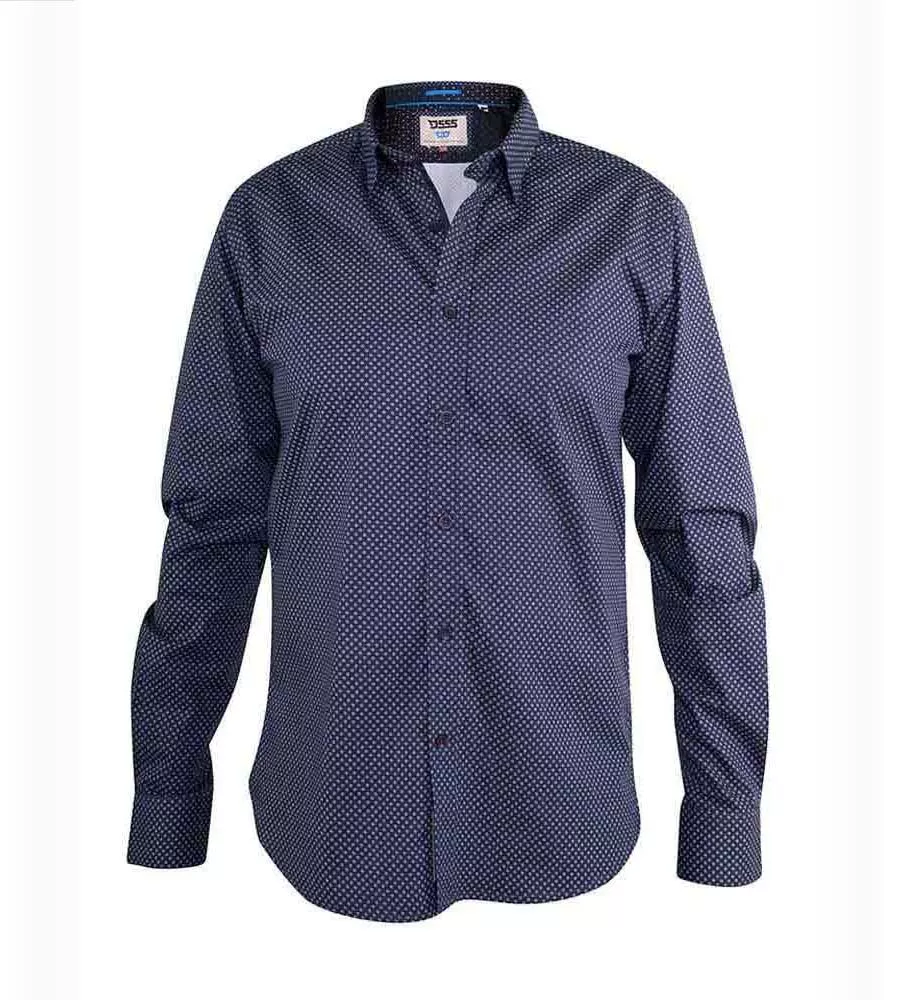 D555 Mens Long Sleeve Printed Shirt With Concealed Button Down Collar (BARKER)