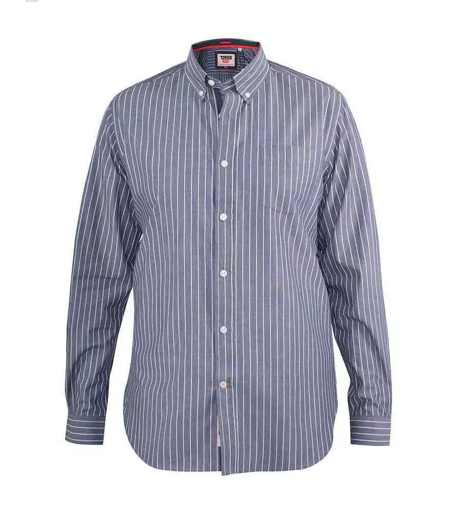 D555 Mens Stripe Long Sleeve Button Down Shirt With Chest Pocket (FRANKSTON)