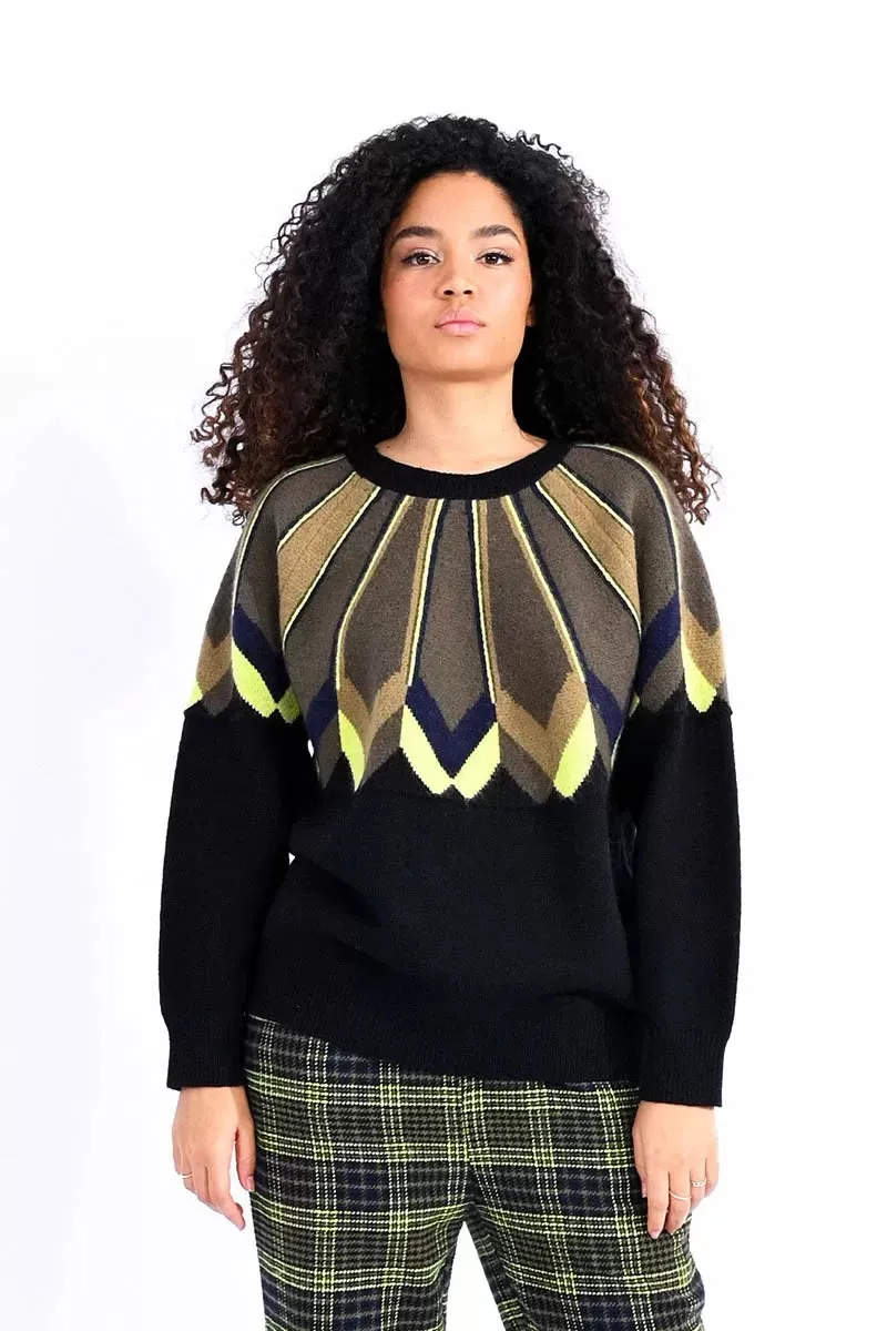 Diamond Pattern Yoke Sweater