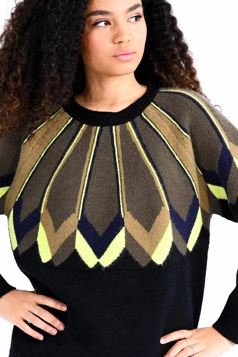 Diamond Pattern Yoke Sweater