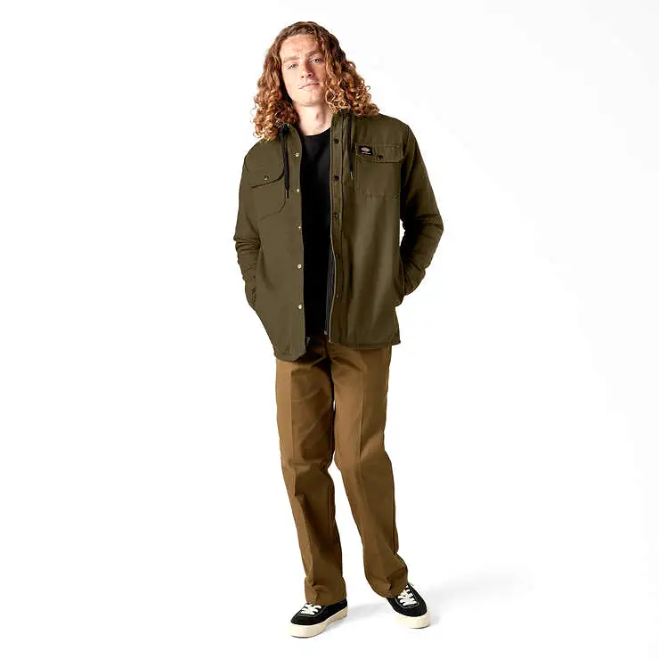 Dickies Canvas Duck Shirt Jacket w/ Hood Dark Olive