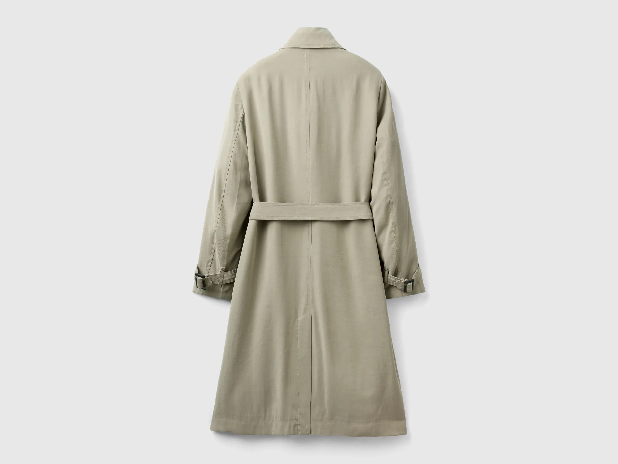 Double-breasted midi trench coat - Light Green | Benetton