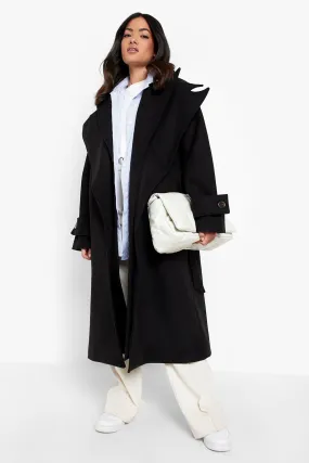 Double Layer Belted Wool Look Coat