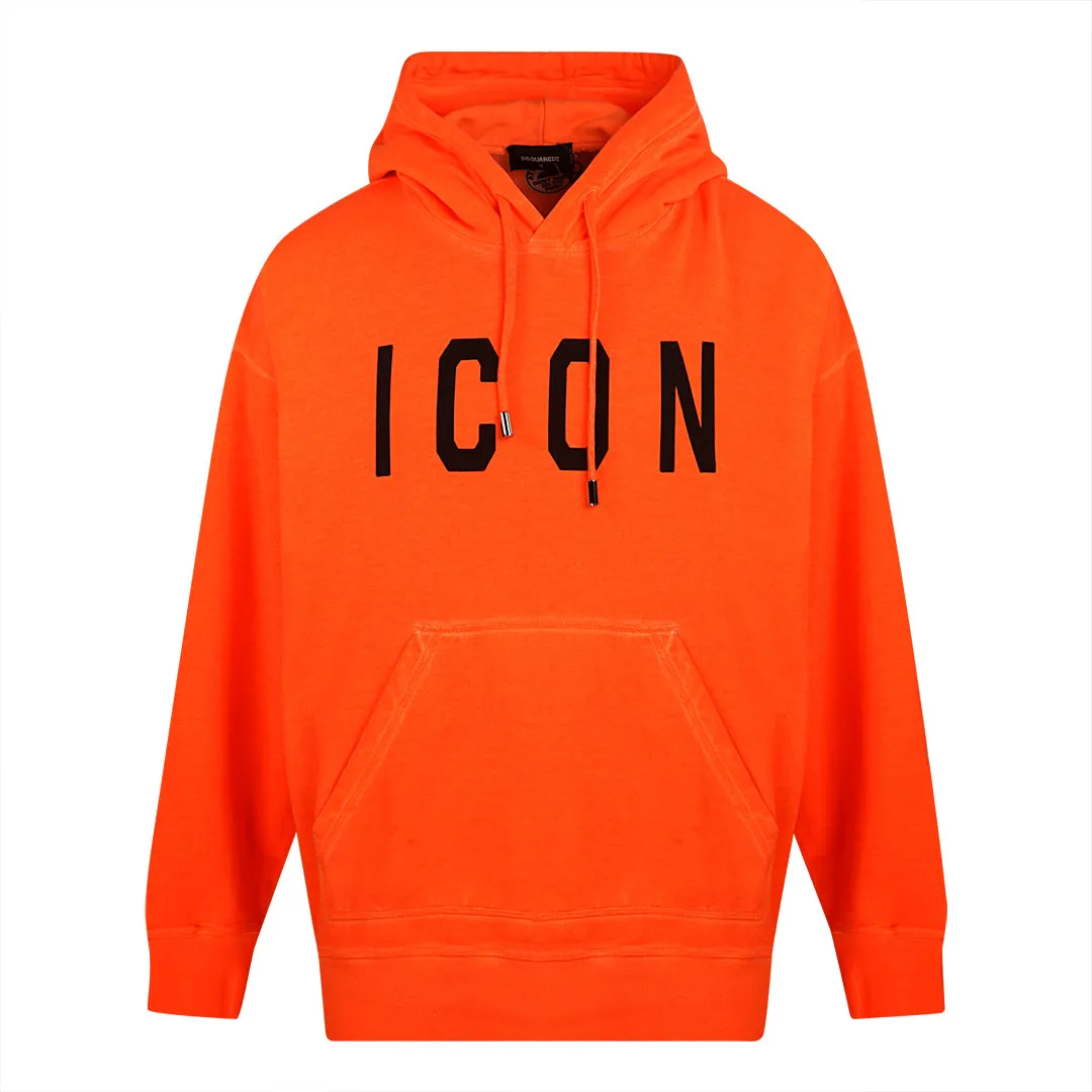 Dsquared2 Large Icon Print Orange Hoodie