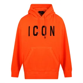 Dsquared2 Large Icon Print Orange Hoodie