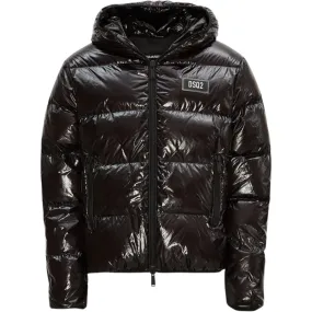 Dsquared2 Patch Logo Shiny Black Down Jacket