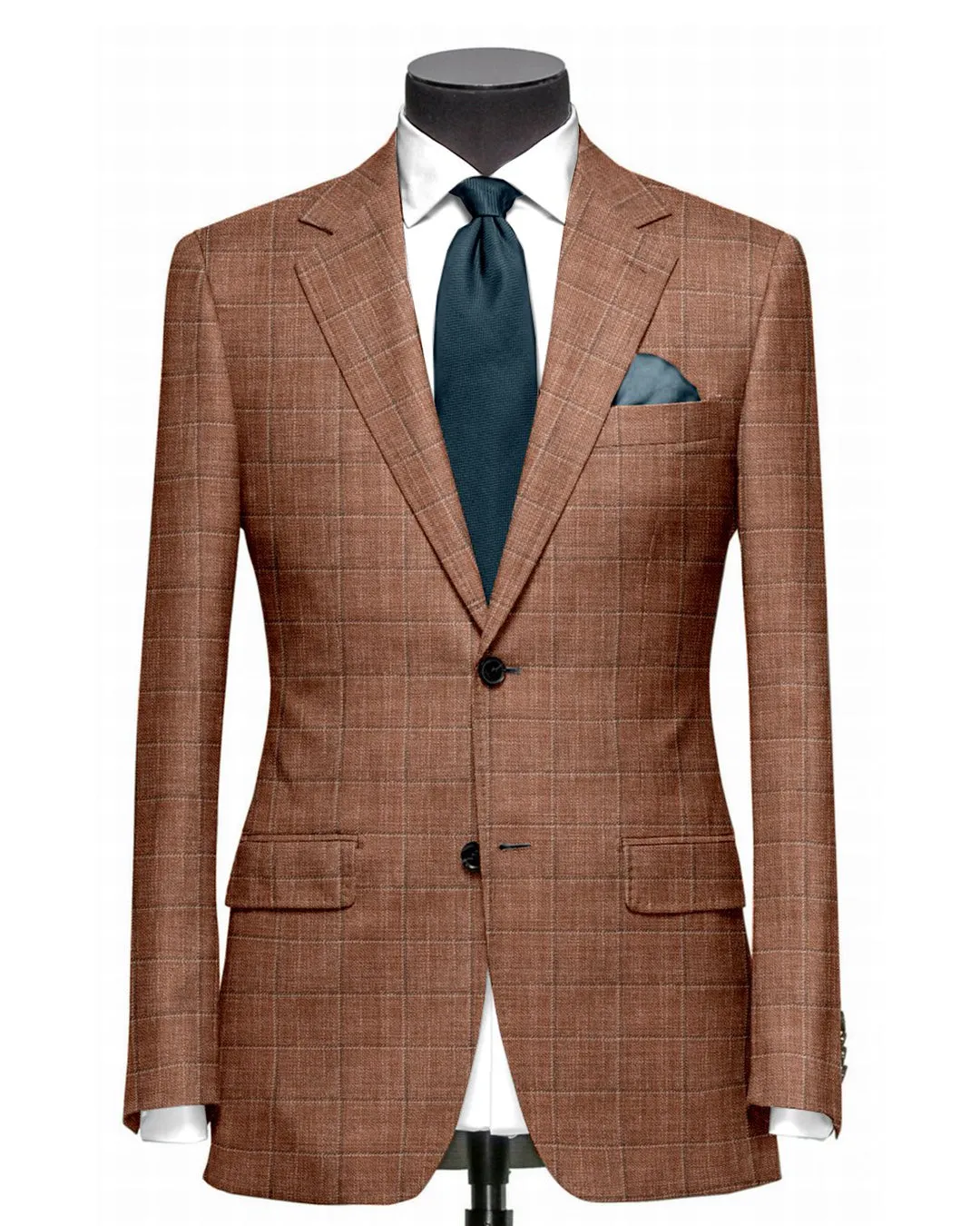 Ethomas Brick Brown White Checks Jacket