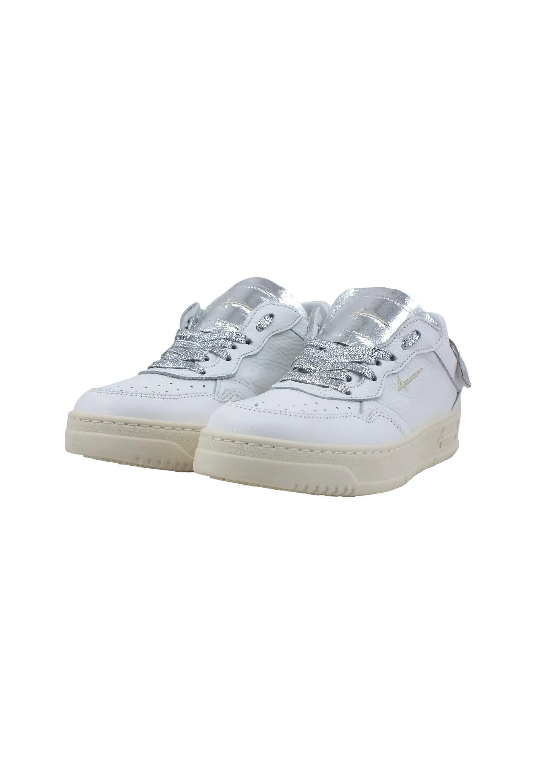 FOURLINE Sneaker Low Max Donna Bianco Lamè Argento X92