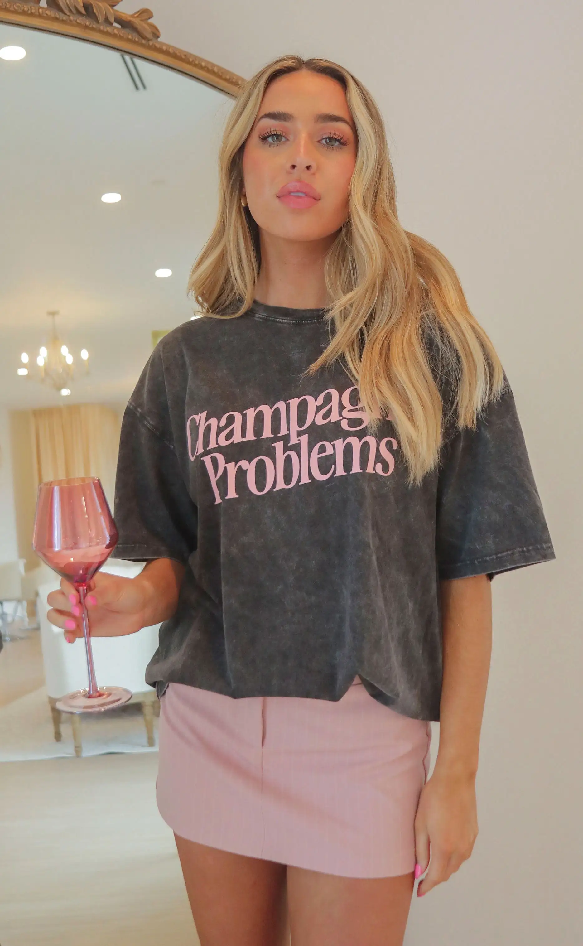 friday + saturday: champagne problems band t shirt